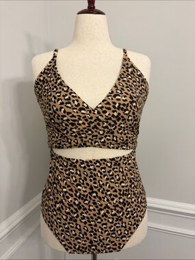 Aerie leopard print one-piece swimsuit | size XL